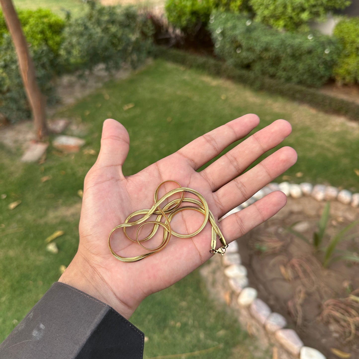 Premium Black & Gold Stainless Steel Sleek-Snake Chain